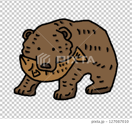 手繪木雕熊插圖 127087010
