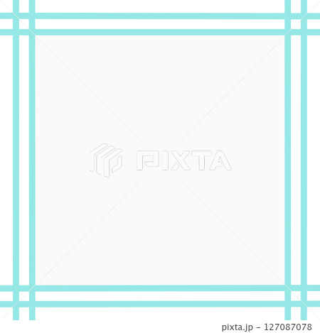 白背景と二重水色ラインの囲み枠・中央塗りフレーム素材（メッセージ枠・PNG） 127087078