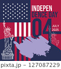 US independence day with statue of liberty banner background 04th of july in red blue colors, happy american independence day background vector 127087229