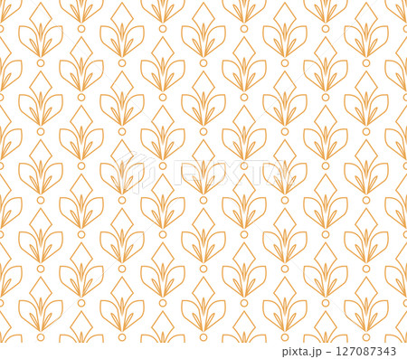 Flower geometric pattern. Seamless vector background. White and golden ornament Flower geometric pattern. Seamless vector background. White and golden ornament 127087343