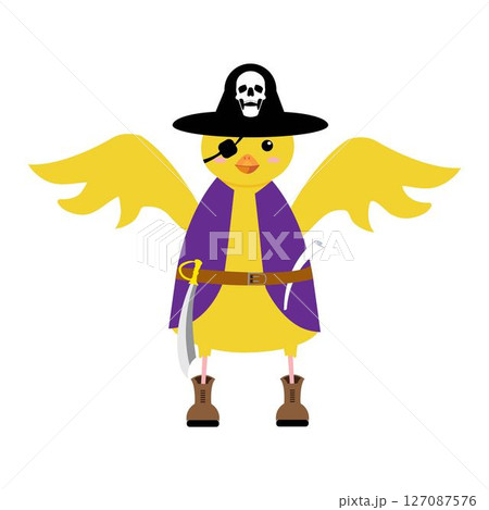 Cartoon chicken funny character for kids design pirate 127087576