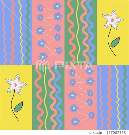Colorful decorated rectangles seamless pattern 127087578