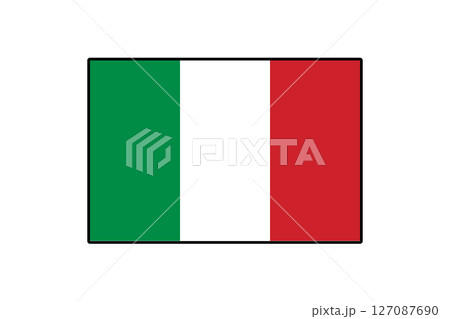 The design features the national flag of Italy with three vertical stripes in green, white, and red. This emblem represents Italian heritage and culture. 127087690
