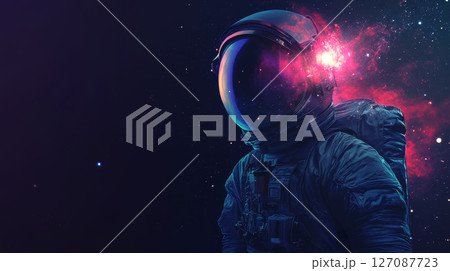 Astronaut attire reflecting cosmic space exploration, showcasing beauty of universe and mystery of outer space 127087723