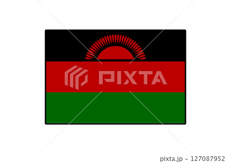The flag features three horizontal stripes in black, red, and green with a rising sun in the center. This design symbolizes the country's heritage, struggles, and hope for the future. The flag features three horizontal stripes in black, red, and green with a rising sun in the center. This design symbolizes the country's heritage, struggles, and hope for the future. 127087952