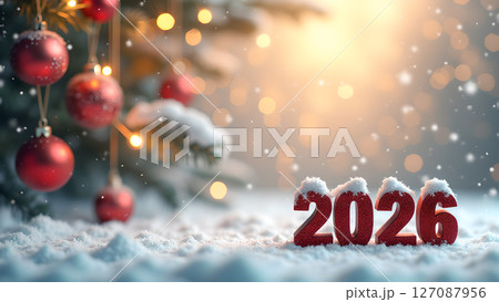 Enchanting snowscape celebrating the arrival of the new year 2026 Enchanting snowscape celebrating the arrival of the new year 2026 127087956