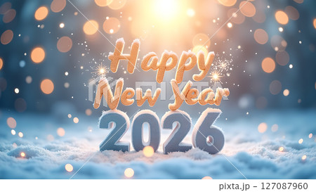 Enchanting depiction of Happy New Year 2026 celebration in winter wonderland Enchanting depiction of Happy New Year 2026 celebration in winter wonderland 127087960