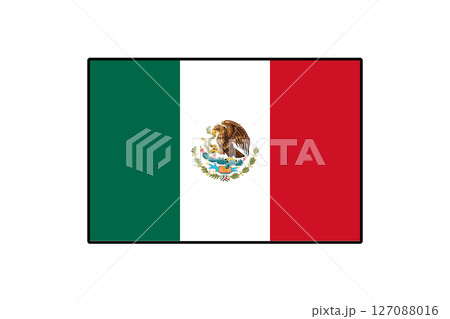 The design features the Mexican flag, characterized by its green, white, and red vertical stripes, with the national emblem at the center. This flag symbolizes national pride and heritage. The design features the Mexican flag, characterized by its green, white, and red vertical stripes, with the national emblem at the center. This flag symbolizes national pride and heritage. 127088016