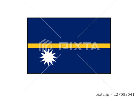 This vector showcases the flag of Nauru, featuring a deep blue field with a yellow horizontal stripe and a white star. It symbolizes the country's identity and heritage. 127088041