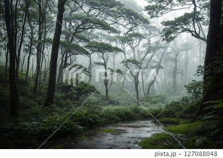霧と緑が織りなす幻想風景 127088048