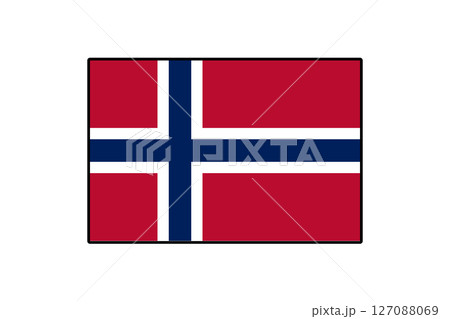 A vibrant vector illustration of Norway's national flag featuring a red background with a blue cross bordered in white. The design reflects Norway's rich cultural heritage and symbolism. 127088069