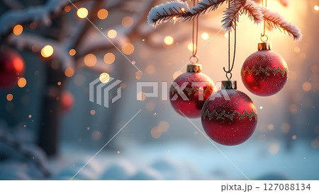 Sparkling New Year: Golden 2026 on a snowy backdrop with ethereal bokeh lights 127088134
