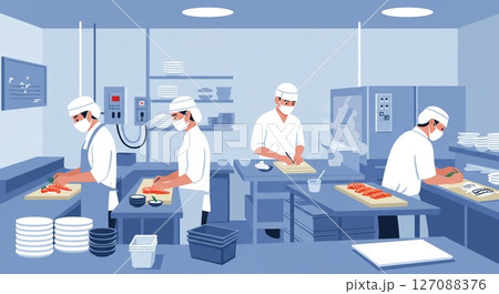 厳格な管理！食品工場を支えるプロのチーム 127088376