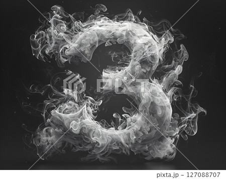 Smoke font. Letter 3. AI Generated. 127088707