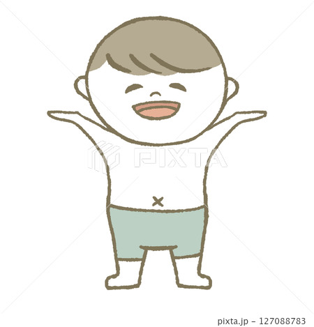 水着の子供　笑顔　水色 127088783