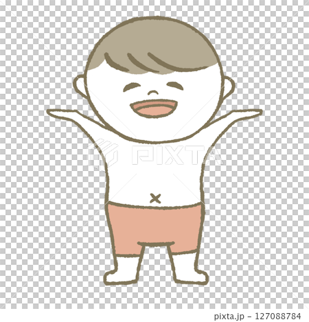 水着の子供　笑顔　ピンク 127088784