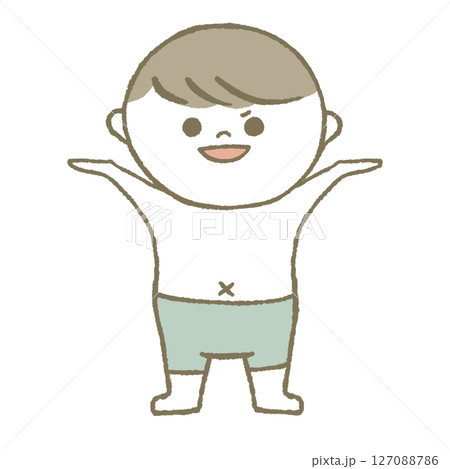 水着の子供 どや顔 水色 水着の子供 どや顔 水色 127088786
