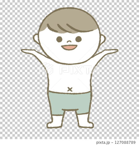 穿著泳衣的孩子,微笑,淺藍色 穿著泳衣的孩子,微笑,淺藍色 127088789