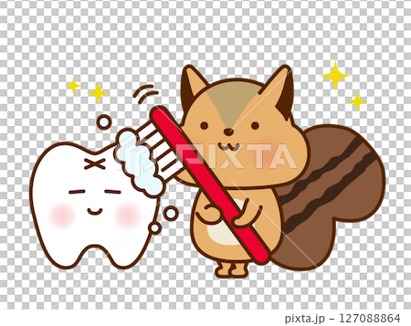 歯を磨くかわいいリスのイラスト 127088864