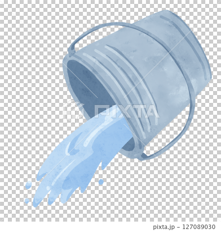 Draining water from a tin bucket - watercolor hand-drawn illustration Draining water from a tin bucket - watercolor hand-drawn illustration 127089030