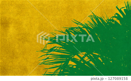 リアルな椰子の葉を金箔に描いた、琳派風のシルエットアート 127089158