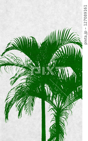 リアルな椰子のシルエットアート、風にそよぐトロピカルな緑 127089161