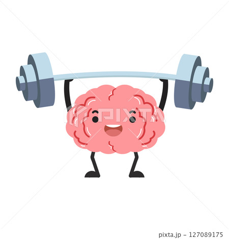 Cartoon Brain Weightlifting Illustration 127089175