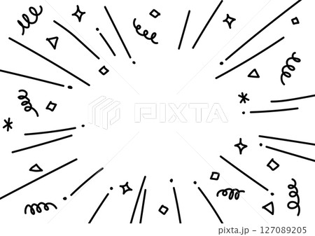 かわいい落書き風サンバースト背景 127089205
