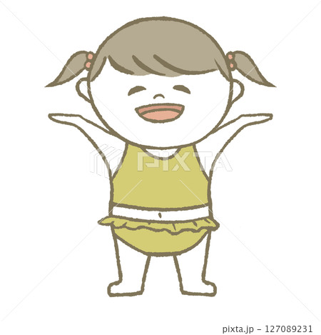 水着の子供　笑顔　黄色 127089231