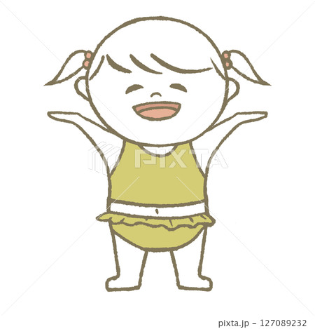 水着の子供　笑顔　黄色 127089232