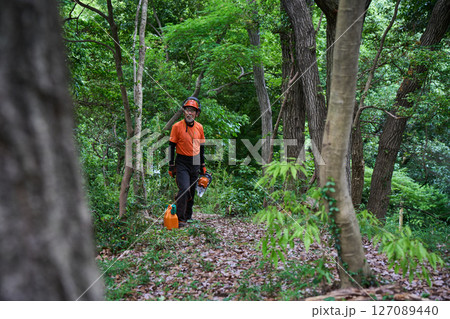 林業　伐採　仕事　シニア　チェンソー 127089440