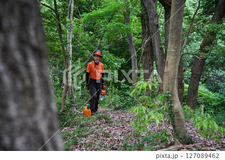 林業　伐採　仕事　シニア　チェンソー 127089462