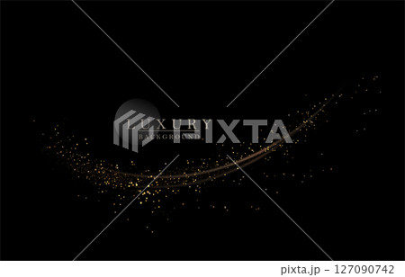 Isolated exquisite design component, shiny arc with tinsel on black background Isolated exquisite design component, shiny arc with tinsel on black background 127090742