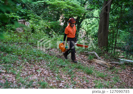 林業　伐採　仕事　シニア　チェンソー 127090785