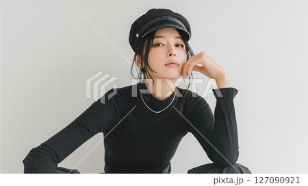韓国ファッションの若い女性 127090921