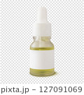 Serum glass bottle with white label realistic vector illustration. Calming facial serum 127091069