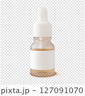 Serum bottle with label mockup 3D realistic vector. Skincare beauty cosmetic product dropper bottle 127091070