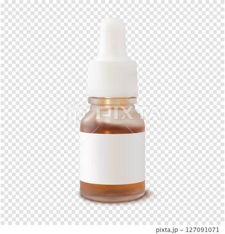 Brown serum bottle skincare facial beauty cosmetic product. Acne treatment 127091071