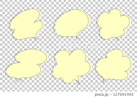 一組簡單可愛的虛線氣泡 - 黃色 127091493