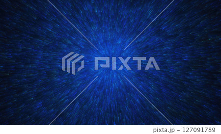 Abstract blue particle explosion effect, futuristic digital burst with speed motion effect and glowing light rays background 127091789