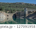 View on the dam built on La Bolera Reservoir, near the municipality of Pozo Alcon, in the province of Jaen, Spain. 127091958