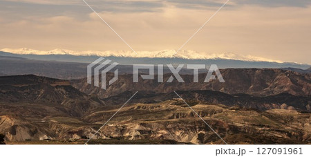 View on Sierra Nevada from Cazorla National Park in Jaen province, Southern Spain. 127091961