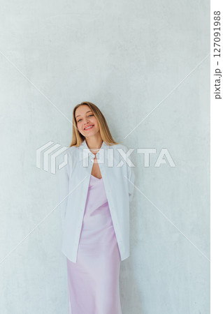 Portrait of a beautiful fashion blonde woman with a smile Portrait of a beautiful fashion blonde woman with a smile 127091988