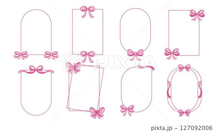 Pink ribbons on frames of different shapes set Pink ribbons on frames of different shapes set 127092006