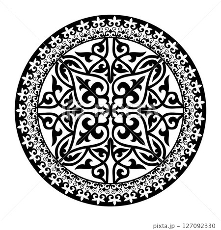 Circular pattern in form of mandala for Henna, Mehndi, tattooration. Round ornament in ethnic style. Decorative ornament in ethnic oriental style. Coloring book page. For sandblaster, ceramic, plate Circular pattern in form of mandala for Henna, Mehndi, tattooration. Round ornament in ethnic style. Decorative ornament in ethnic oriental style. Coloring book page. For sandblaster, ceramic, plate 127092330