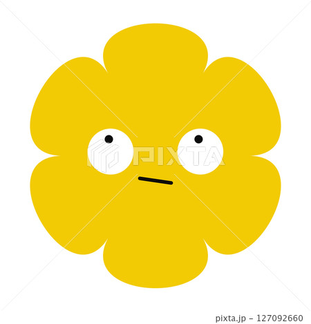 Simple flower emoji showing melancholic emotion. Flat, abstract floral character with gentle colors. 127092660