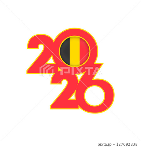 2026 banner with Belgium flag inside. 2026 banner with Belgium flag inside. 127092838