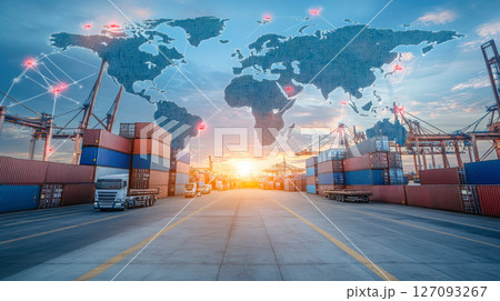 Global business logistic of container import export. 127093267
