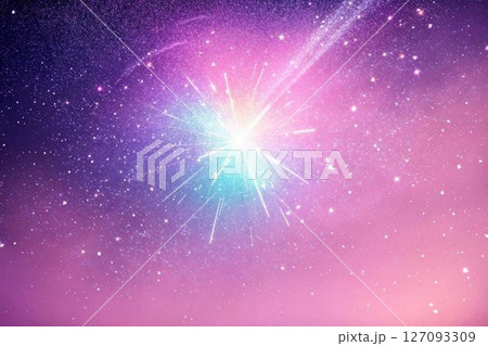 夢幻的な星空と紫のファンタジー風景 127093309