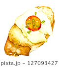 フランスパンのクリームチーズカナッペ 手描き水彩 127093427